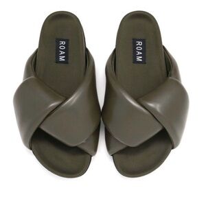 ROAM FOLDY PUFFY SANDALS KHAKI VEGAN LEATHER Size 9